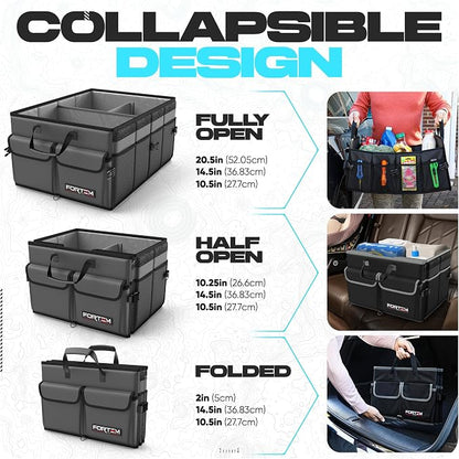 FORTEM Trunk Organizer For SUV Car Trunk Organizer, Foldable Storage, Car Accessories for Women Men, Collapsible Bag, 600D Oxford, Non Slip Bottom, Straps, Soft Cover (50L)