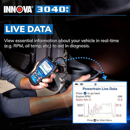 INNOVA 3040RS, OBD2 Scanner, Live Data Streamer, Battery/Alt Tester, Reset Check Engine Light/Brake Light/Oil Light, Free Mechanic Recommended Fix & Parts & Est Repair Cost, Free Updates