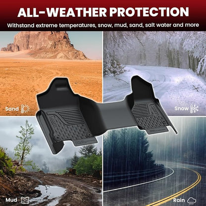 LASFIT Floor Mats for Ram 1500 2013-2018 & 1500 Classic 2019-2024 Quad Cab Bench Seat(Not for Bucket Seat/Crew Cab/New Body), All Weather TPE Custom Fit Car Mats Floor Liners 1st & 2nd Row, Black