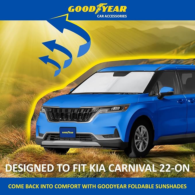 Goodyear Foldable Windshield Sunshade for Kia Carnival 2022-2026, SUV car Accessories, Sunshade Cover, Sun Shade Car Windshield, Window Sun Blocker - GY008372