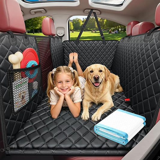 URPOWER Hard Bottom Dog Car Seat Cover for Pets 100% Waterproof Seat Cover Hammock 600D Heavy Duty Scratch Proof Nonslip Durable Soft Back Seat Covers for Cars Trucks and SUVs