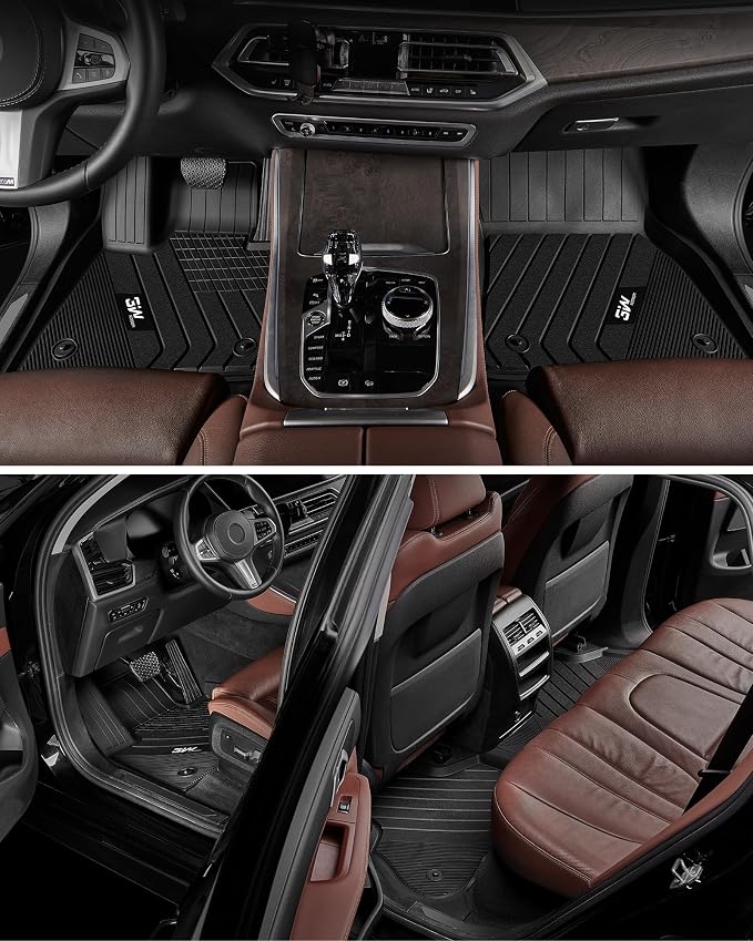3W Floor Mats Fit for BMW X7 7 Seats 2019-2025 2026, M50i M60i xDrive40i xDrive50i, TPE All Weather Custom Fit Floor Liner, 7 Passengers 1st & 2nd Row, Full Set Car Liners Black