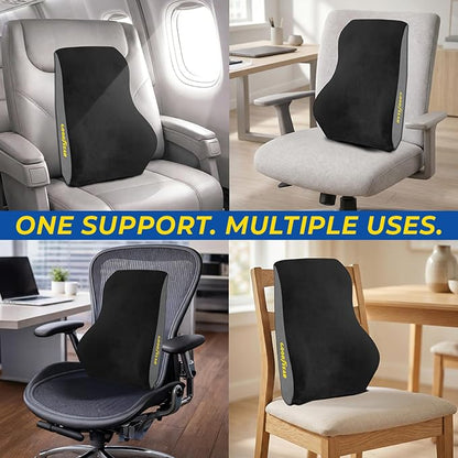 Goodyear Ergonomic Lumbar Support Pillow for Office Chair and Car Seat - Memory Foam Back Support Lumbar Pillow, Premium Cushion Chair Support for Lower Back Pain Relief and Versatile Use - Black