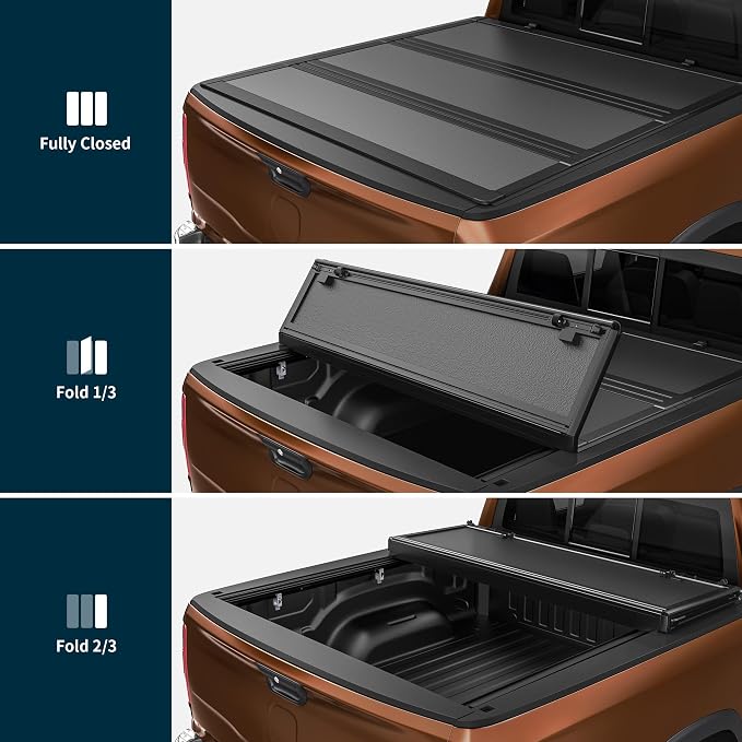 OEDRO Hard Tri-Fold Low-Profile Tonneau Cover Fit for Toyota Tacoma 2024 2025 2026 with Tacoma Bed Rail (Excl. Trail Edition) with 5ft Bed