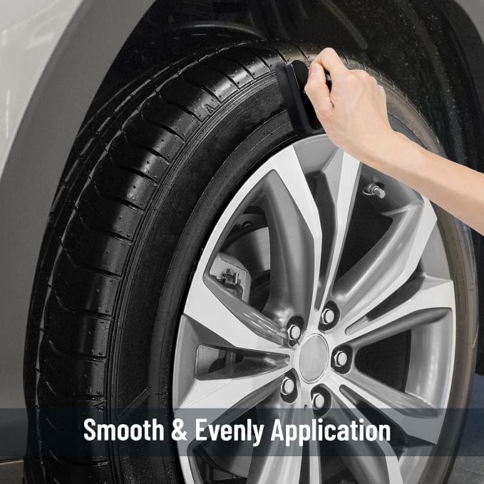 BABYSHEEP Car Tire Shine Applicator,Large Vegan Tire Shine Brush - Automotive Tire Dressing Applicator Brush with Storage Stand for Tire Detailing & Car Wash Kit, Black, 3.6 Inch Length (Black)