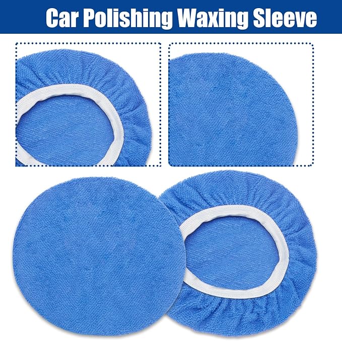 6 PCS Car Buffing Pads for 9-10 Inch Orbital Polisher, Microfiber Polishing Pad Buffer Polisher Bonnets, 9-10 Inch Polishing Pads Cover Waxing Pads for Car Detailing (Light Blue)