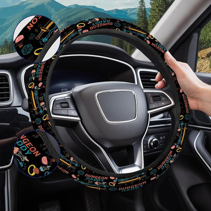 GENANY Dungeon Daddy Steering Wheel Cover, Non Slip Polyester Car Wheel Protector for Car SUV Truck, Universal 15 Inch