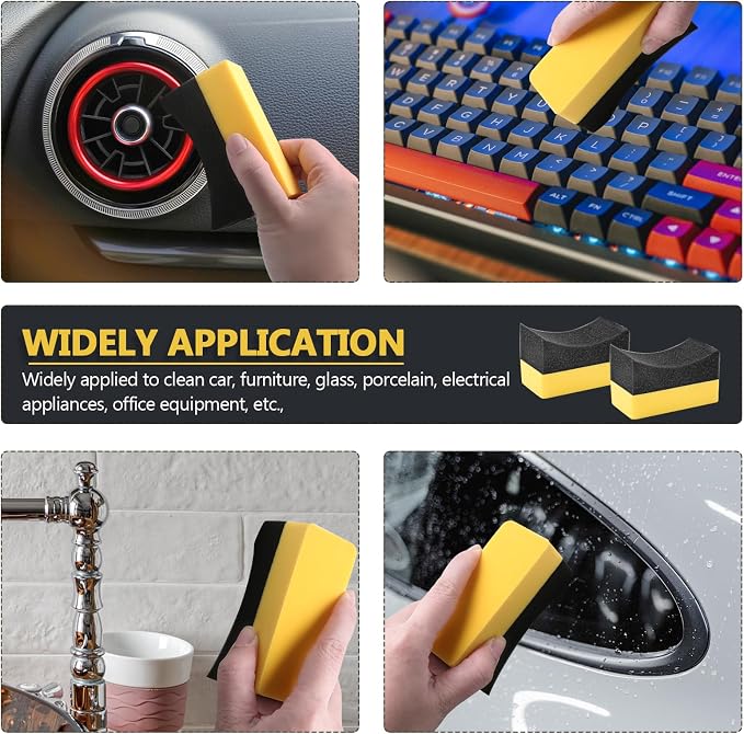 12 PCS Tire Shine Applicator Pad, Tire Dressing Applicator Sponge, Foam Applicator Pad Tire Sponge Color Polish Applicator Pad for Car Glass Porcelain