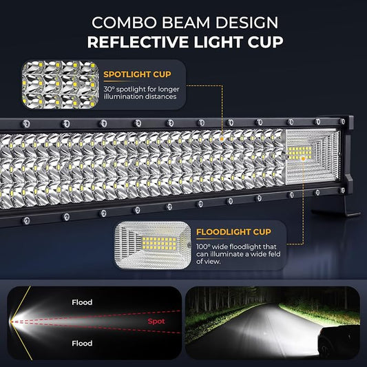 LED Light Bar for Truck - 32 inch Light Bar and 4 Inch Led Pods Flood Spot Combo Beam Tractor Work Lights Super Bright Off Road Driving Lights with Wiring Harness for UTV ATV Boat