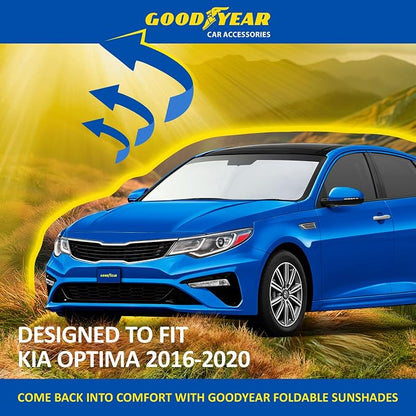 Goodyear Foldable Windshield Sunshade for Kia Optima 2016-2020, Car Accessories, Sunshade Cover, Sun Shade Car Windshield, Window Sun Blocker - GY008233