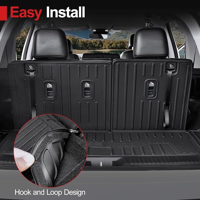 Floor Mats for Honda Pilot 2023-2025 2026, Cargo Mat with Backrest Mat All Weather TPE Cargo Liner Replacement Protection for Honda Pilot Accessories Door Sill Guards