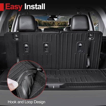 Floor Mats for Honda Pilot 2023-2025 2026, Cargo Mat with Backrest Mat All Weather TPE Cargo Liner Replacement Protection for Honda Pilot Accessories Door Sill Guards