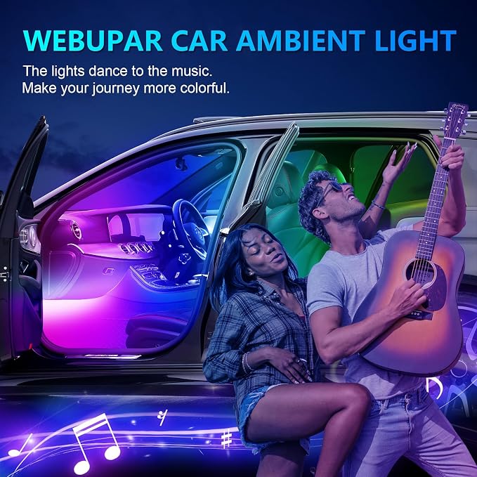 RGBW Acrylic Car Interior Led Kit, Car Accessories 22 in 1 Car Ambient Lighting Kits with APP Control and 213 Color Modes, Multicolor RGBW Neon Car LED Strip Lights with Music Mode