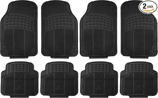 FH Group Automotive Floor Mats - Heavy-Duty Rubber, Universal Fit Full Set, Climaproof, Trimmable for Most Cars, Sedan, SUV, Truck, Black (Pack of 2)