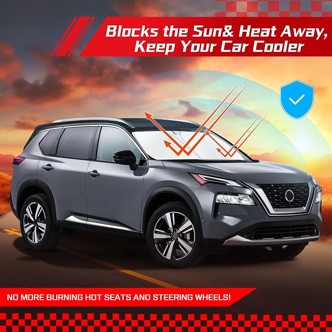 ARISMOTOR Windshield Sun Shade for Ni-ssan Rogue 2021-2026, Custom Fit Foldable Front Window Sunshade Sun Visor Protector, Block UV Rays Keep Your Car Cooler