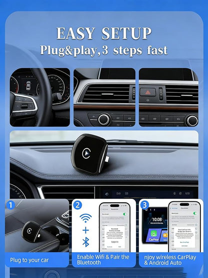 Wireless CarPlay Adapter,Carplay Wireless Adapter for iPhone,Plug and Play,Mini Disign,Stable Connection & No Latency,Fit for Cars with Built-in CarPlay