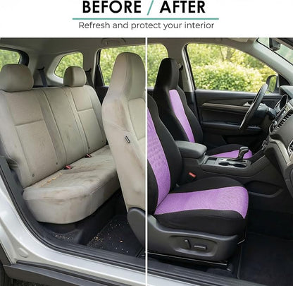 FH Group Automotive Full Car Seat Covers for SUV, Trucks, Sedan and More - Universal Fit Front High Back & Rear Solid Bench Design Interior Accessories - 3D Air Mesh Fabric Center Panel - Purple