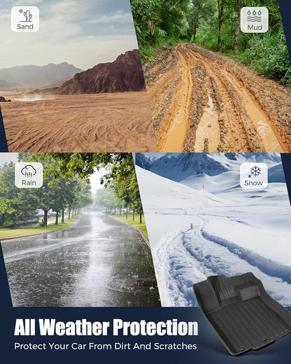 All Weather Floor Mats for Ford Fusion 2010 2011 2012, Custom Fit for Front 2nd Backseat Row Liners for Lincoln MKZ, TPE Heavy Duty Non-Slip Odorless Black Car Accessories for Mercury Milan 2010-2011