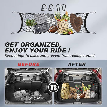 Karltys Cargo Net for Jeep Cherokee 2014-2023 Trunk Net | Envelope Style Elastic Mesh Net | Heavy Duty Metal Hooks | Jeep Cherokee Accessories