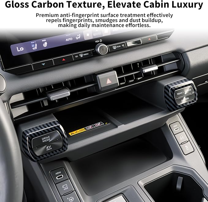 for Toyota RAV4 2026 Accessories Interior Center Console Air Conditioner Switch Button Cover Trim Central Central Air Conditioning Cover Decoration - Glossy Carbon Fiber