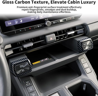 for Toyota RAV4 2026 Accessories Interior Center Console Air Conditioner Switch Button Cover Trim Central Central Air Conditioning Cover Decoration - Glossy Carbon Fiber