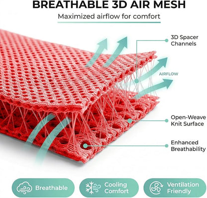 FH Group Automotive Front Car Seat Covers for SUV, Trucks, Sedan and More - Universal Fit Front High Back Design Interior Accessories - 3D Mesh Fabric Center Panel - Red