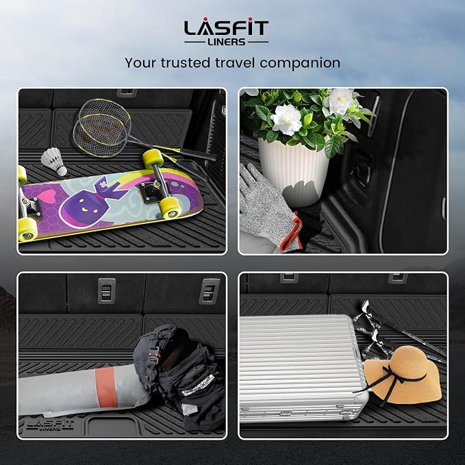 LASFIT Floor Mats&Cargo Backrest Mat for 7&8 Seats Ford Expedition Standard & Lincoln Navigator Standard 2025 2026 2027,Costom Fit All Weather Protection TPE Easy Clean Floor Liners,4pcs.