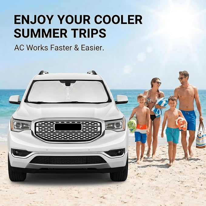 Windshield Sun Shade for GMC Acadia 2017-2023 Sunshade Front Window Shade Custom Fit Acadia Accessories Sun Visor Foldable Shade Blocks UV Rays Accessories