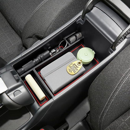 HGWEI Center Console Organizer Tray Compatible with Honda HRV 2023 2024 2025 2026 2027 Accessories, Armrest Storage Box for HRV EX/EX-L/LX/SE/Sport/Touring, Red Trim