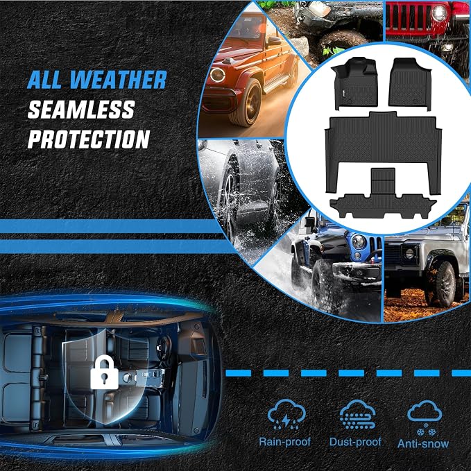 Nilight Floor Mats for Dodge Grand Caravan 7 Seats 2011-2021/2008-2016 Town & Country (Stow'n Go Only) All Weather Custom Fit Heavy Duty Floor Liners