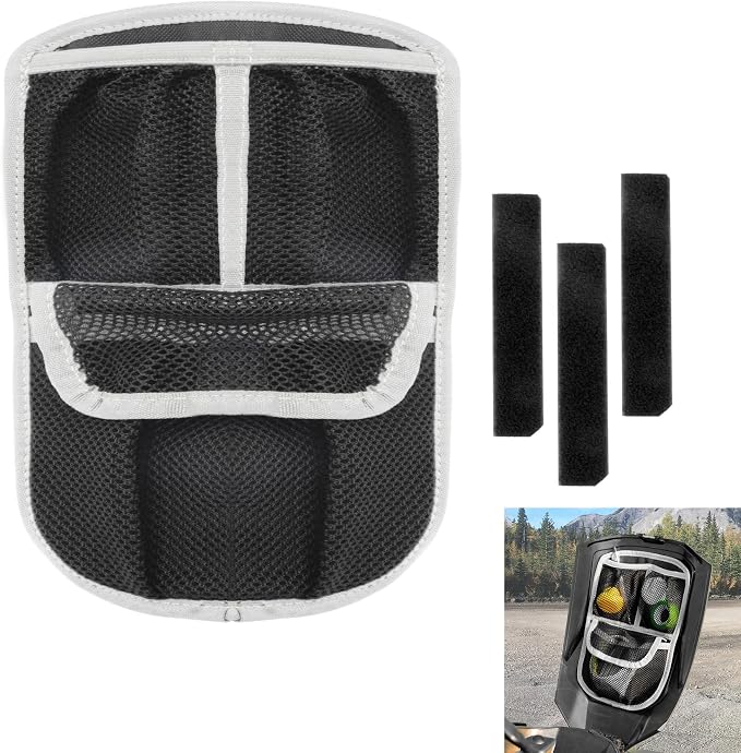3 Mesh Pockets Front Trunk Lid Organizer Frunk Tool Storage Bag For Can Am Ryker 600 900 Sport Rally Edition 2019-2025 Accessories (Gray Piping)