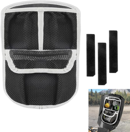 3 Mesh Pockets Front Trunk Lid Organizer Frunk Tool Storage Bag For Can Am Ryker 600 900 Sport Rally Edition 2019-2025 Accessories (Gray Piping)