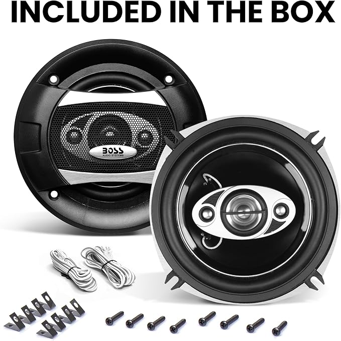 BOSS Audio Systems P55.4C Phantom Series 5.25 Inch Car Stereo Door Speakers - 300 Watts Max, 4 Way, Full Range Audio, Tweeters, Coaxial, Sold in Pairs