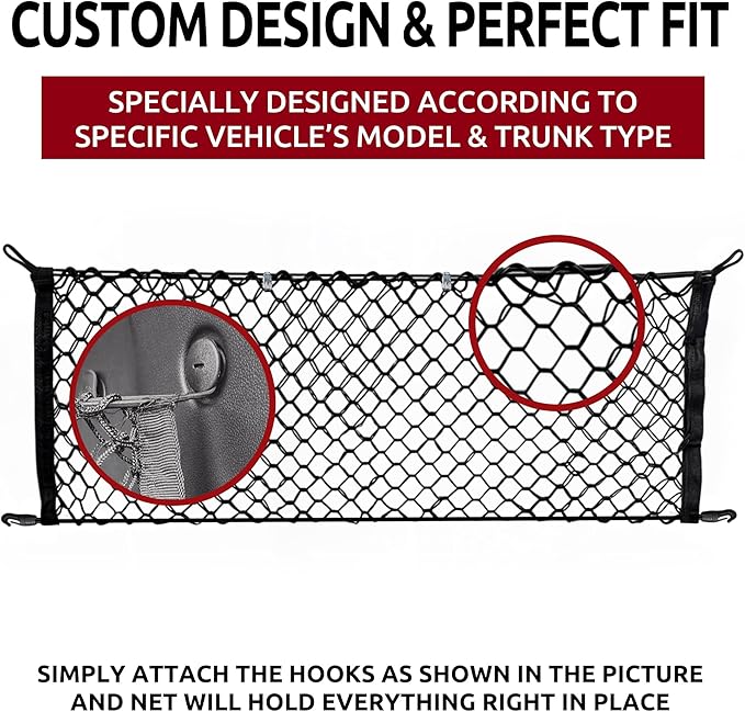 Envelope Style Trunk Mesh Cargo Net for Dodge Durango SXT GT SRT 1998-2026 - Car Accessories - Premium Trunk Organizers and Storage - Cargo Net for SUV - Vehicle Carrier Organizer for Dodge Durango