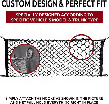 Envelope Style Trunk Mesh Cargo Net for Dodge Durango SXT GT SRT 1998-2026 - Car Accessories - Premium Trunk Organizers and Storage - Cargo Net for SUV - Vehicle Carrier Organizer for Dodge Durango