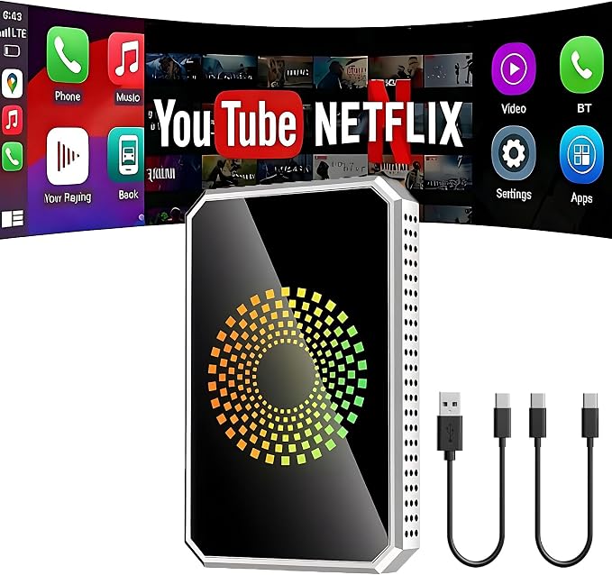 Autolink Pro 2026 Autolinkr Auto Linkr Pro Wireless Carplay 3in1 AI Box for Streaming Netflix/YouTube/TikTok,Watch Movies,Wireless Carplay Adapter Support USB Drive for iPhone 10+ & Android 13+