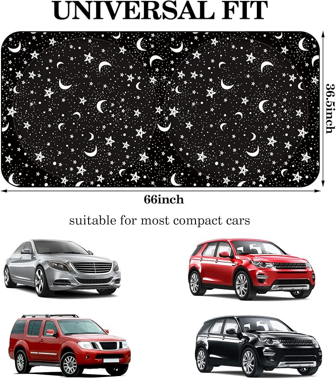 Windshield Sun Shade Foldable Car Front Window Covers for Car Accessories Sun Heat UV Rays Visor Protector Protection for Universal Cars SUV Truck(Night)