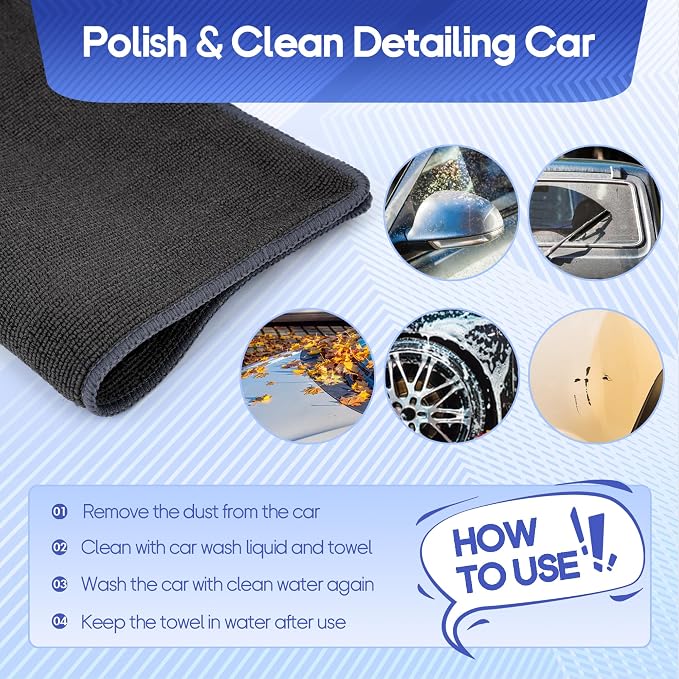 2PCS Clay Towel Auto Detailing, Clay Bar Towel Cloth Auto Detailing for Car (12 x 12 in) (Grey)