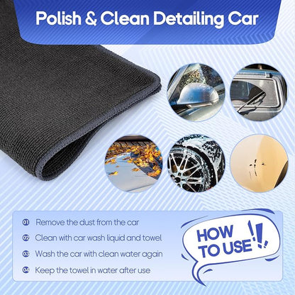 2PCS Clay Towel Auto Detailing, Clay Bar Towel Cloth Auto Detailing for Car (12 x 12 in) (Grey)