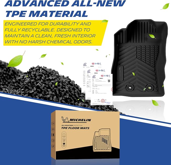 Michelin Floor Mats for 2024-2026 Subaru Crosstrek & Subaru Impreza, Custom Fit, Non-Slip, All-Weather TPE Liner, Not Fit Crosstrek Hybrid, Premier Series Crosstrek & Impreza 1st & 2nd Row