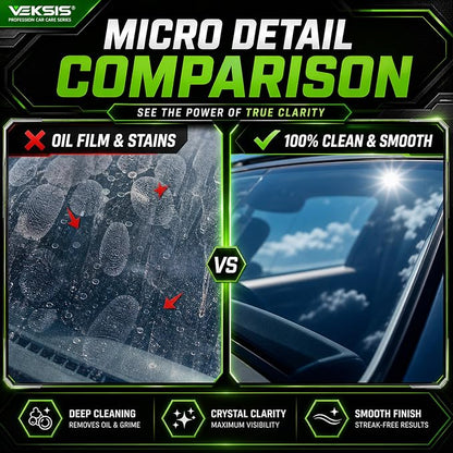 Automotive Glass Oil Film Remover – 120ml Car Windshield Oil Film Cleaner, Streak-Free Glass Polish for Cars Trucks SUVs, Removes Oil, Grease, Water Spots, Improves Visibility