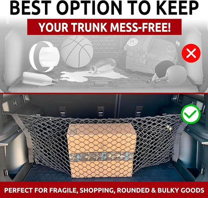 Trunk Envelope Style Automotive Elastic Mesh Cargo Net for Ford Bronco Sport 2021-2025 - Trunk Organizers and Storage - Luggage Net for SUV - Best Car Organizer for Ford Bronco Sport