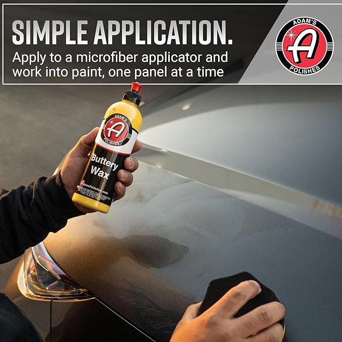 Adam's Polishes Buttery Car Wax Kit - Pure Carnauba Liquid Wax for Shine, Gloss & Paint Protection - Use on Car, Boat, RV & Motorcycle