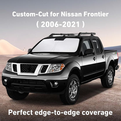 EcoNour Windshield Sunshade Compatible for Nissan Frontier 2006-2019 2020 2021, Sun Visor for Front Windshield & Window Sun Shade Cover, UV Heat Blocker & Protector, Car Accessories