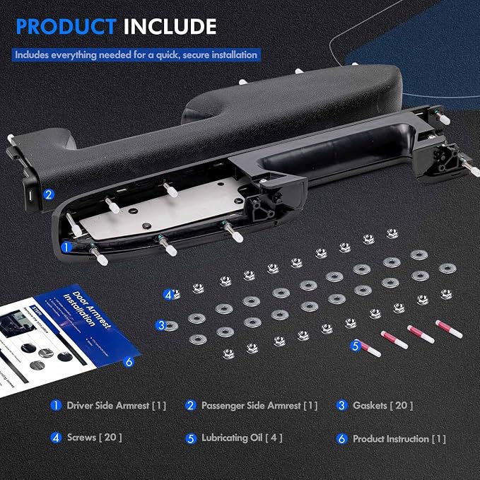 Left Driver & Right Passenger Side Armrest Repair Kit Fit for Chevy Silverado 1500 2500HD 3500HD 2010-2014 For GMC Sierra 1500 2500 HD 3500 HD 2010-2014 Door Panel with Release Handle Below Armrest