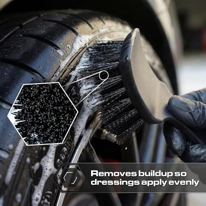 Blackline Stiff Bristle Tire Brush - Heavy Duty Car Detailing Tool for Tires - High-Performance Deep Cleaning Brush - Ideal for Tough Dirt & Grime Removal - Premium Auto Care Accessory
