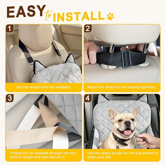 Dog Booster Car Seats for S/M Dogs Up to 35lbs,Pet Car Seat/Travel Bed with Washable&Removable Cover,Storage Pockets,Dog Safety Belt and Elevated Cushion Fits in Front/Back Seat