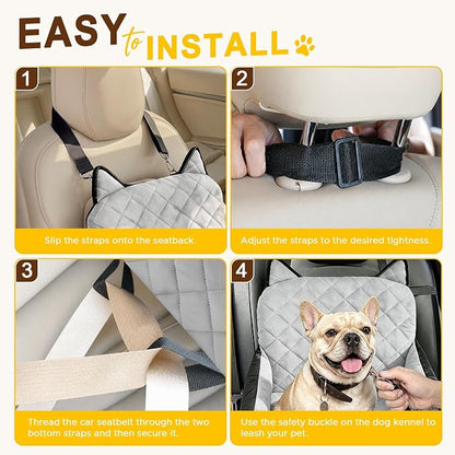 Dog Booster Car Seats for S/M Dogs Up to 35lbs,Pet Car Seat/Travel Bed with Washable&Removable Cover,Storage Pockets,Dog Safety Belt and Elevated Cushion Fits in Front/Back Seat