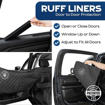 Ruff Liners Dog Hammock for Car, Black – As Seen on Shark Tank – Back Seat Protector for Cars, Mid-Size SUVs, & Mid-Size Trucks – Waterproof, Touch Fasteners, & Belt Slots – Heavy Duty Dog Seat Cover