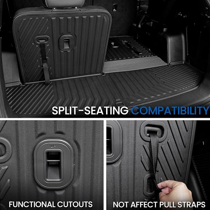 Floor Mats Set for 2021-2024 2025 2026 Kia Sorento Gasoline 6/7 Seats (Not Fit Hybrid), All Weather TPE Backrest Mat Cargo Liner Trunk Mat Accessories, Waterproof and Durable Car Mats